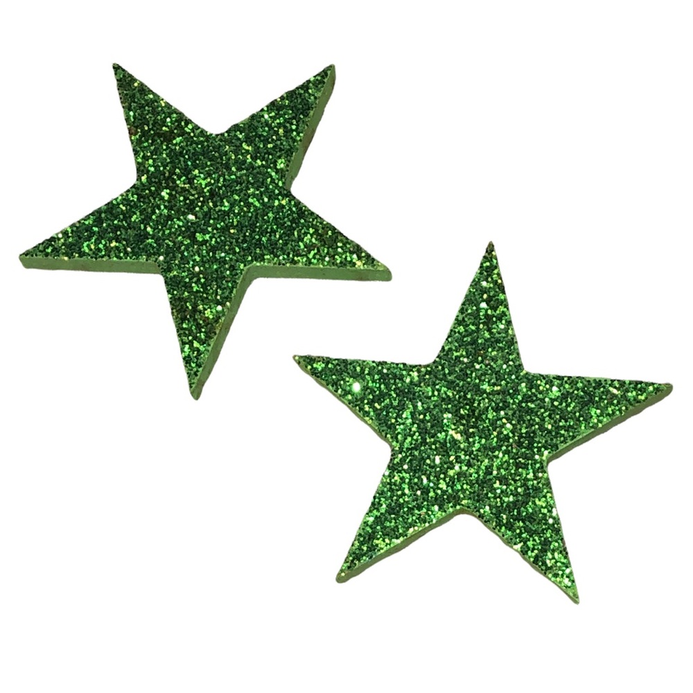 Dorm - Green Glitter 5.5” Stars Wall Decor (2)